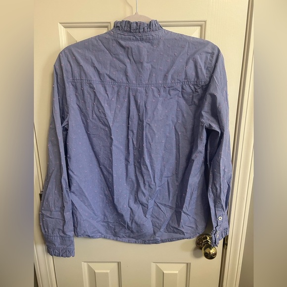 Court & Rowe Ruffle Textured Button-Down Top 100% Cotton Size Medium - Picture 4 of 7